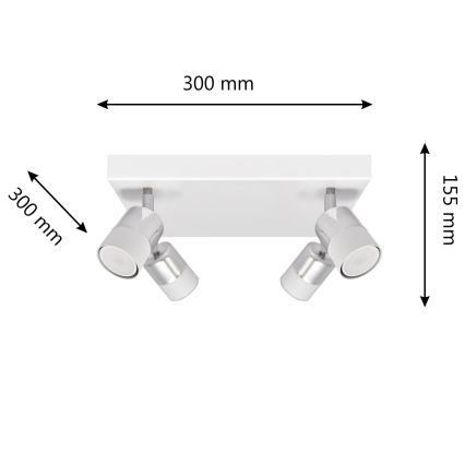 LED-Strahler TUBSSON 4xGU10/4,8W/230V weiß/glänzendes Chrom