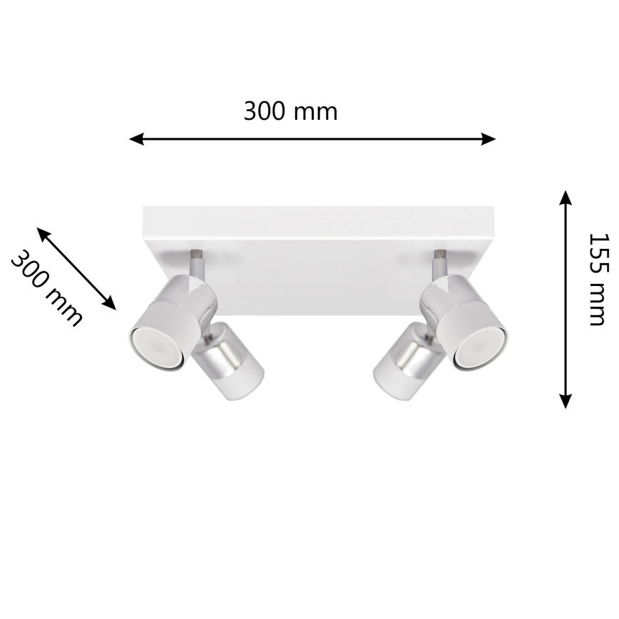 LED-Strahler TUBSSON 4xGU10/4,8W/230V weiß/glänzendes Chrom