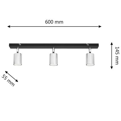LED-Strahler TUNE 3xGU10/4,8W/230V mattes Chrom/schwarz