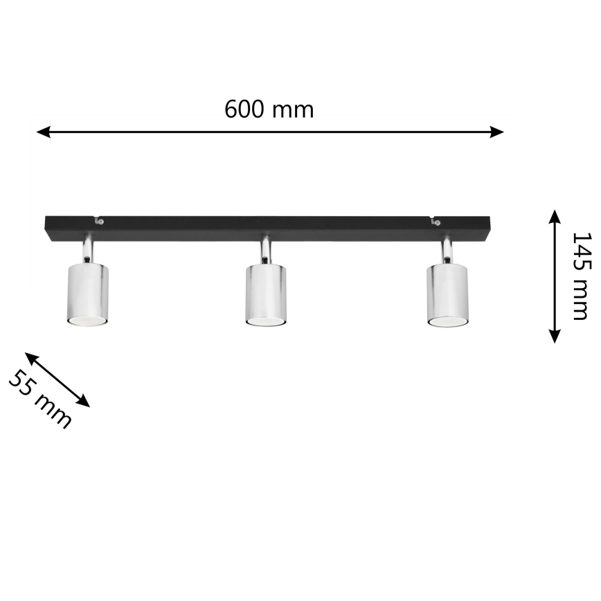 LED-Strahler TUNE 3xGU10/4,8W/230V mattes Chrom/schwarz