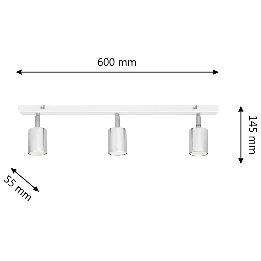 LED-Strahler TUNE 3xGU10/4,8W/230V mattes Chrom/weiß