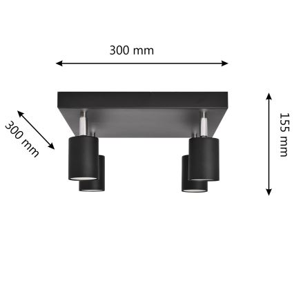 LED-Strahler TUNE 4xGU10/4,8W/230V schwarz