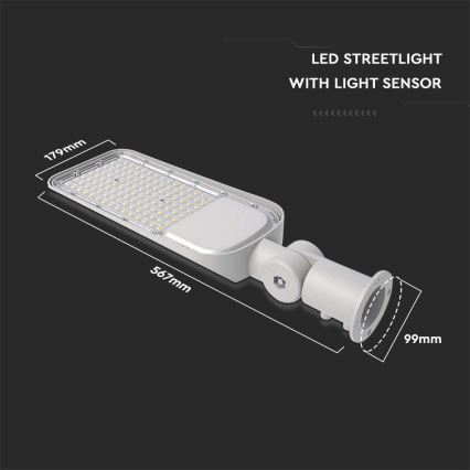 LED Straßenleuchte mit Dämmerungssensor SAMSUNG CHIP LED/100W/230V 6500K IP65 grau