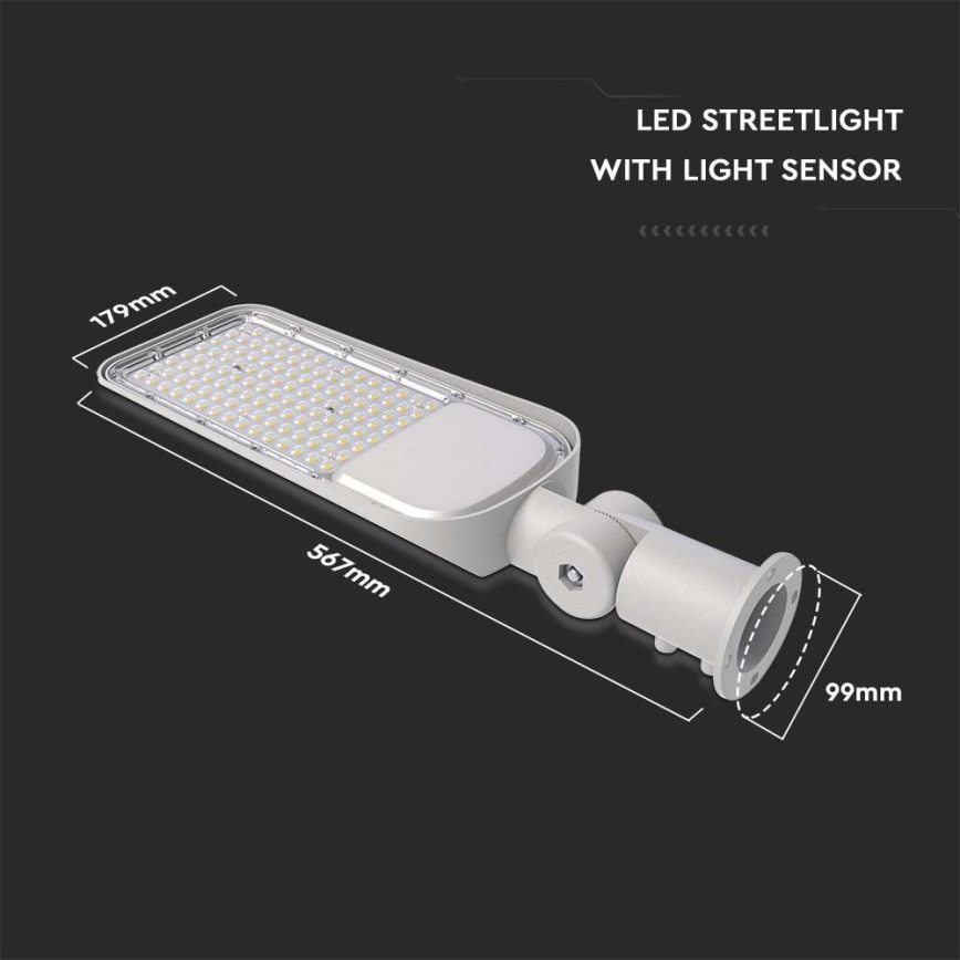 LED Straßenleuchte mit Dämmerungssensor SAMSUNG CHIP LED/100W/230V 6500K IP65 grau