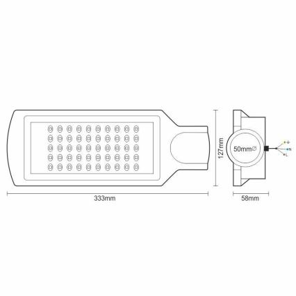 LED-Straßenleuchte LED/50W/170-400V 4000K IP65