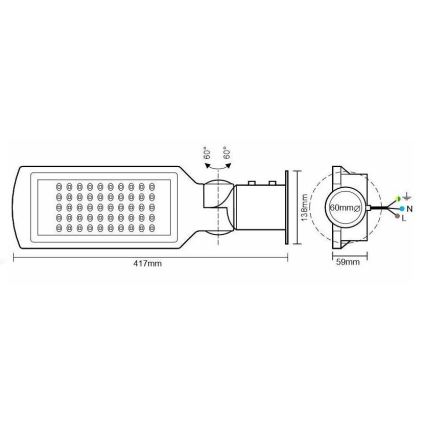LED Straßenlampe mit Sensor LED/50W/170-400V IP65