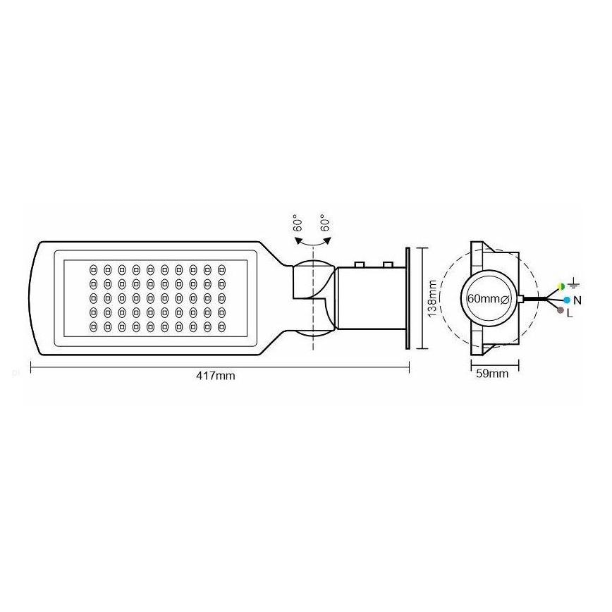 LED Straßenlampe mit Sensor LED/50W/170-400V IP65