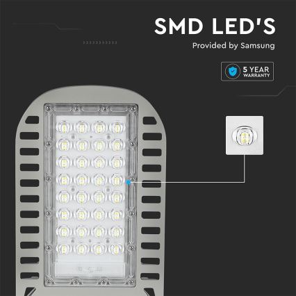 LED-Straßenleuchte SAMSUNG CHIP LED/50W/230V 6500K grau