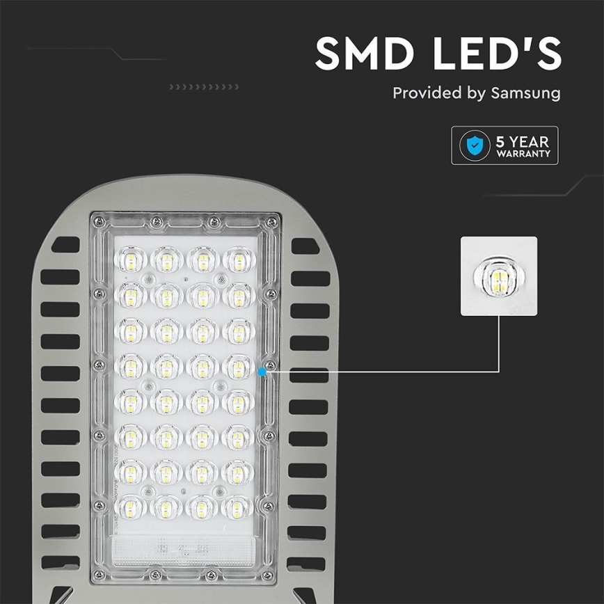 LED-Straßenleuchte SAMSUNG CHIP LED/50W/230V 6500K grau