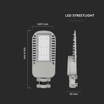 LED-Straßenleuchte SAMSUNG CHIP LED/50W/230V 6500K grau