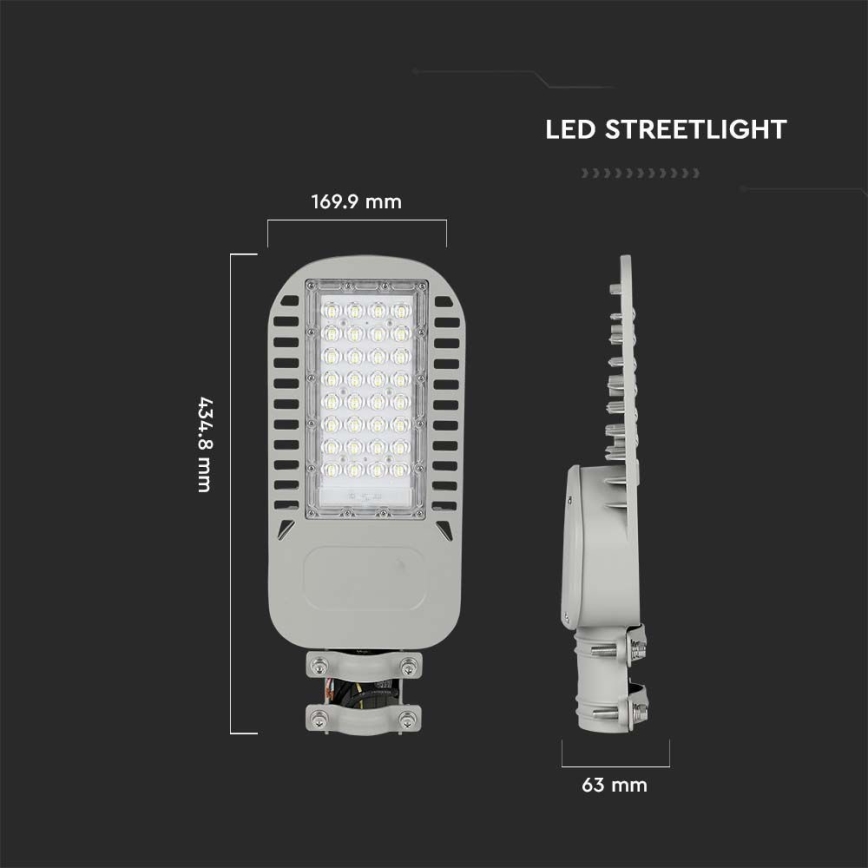 LED-Straßenleuchte SAMSUNG CHIP LED/50W/230V 6500K grau