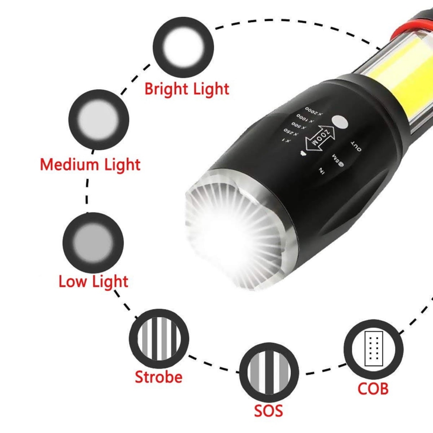 LED Taschenlampe 2xT6/10W/3,7V + LED/3W