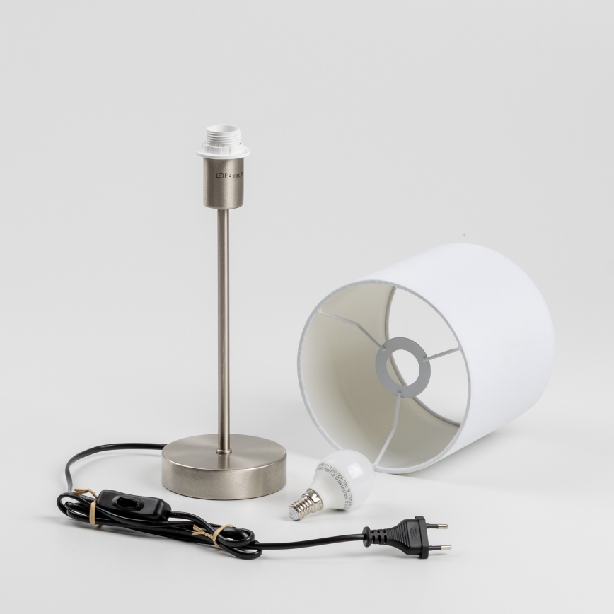 LED-Tischlampe 1xE14/5W/230V weiß/mattiertes Chrom