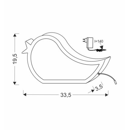 LED Tischlampe für Kinder BIRD LED/12W/230V rosa