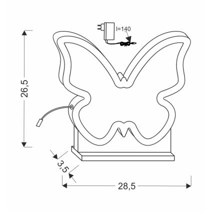 LED Tischlampe für Kinder BUTTERFLY LED/14W/230V rosa