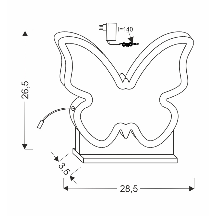 LED Tischlampe für Kinder BUTTERFLY LED/14W/230V rosa