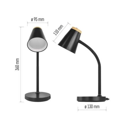 LED-Tischlampe TARA, 4,5 W, 230 V, 4000 K, schwarz