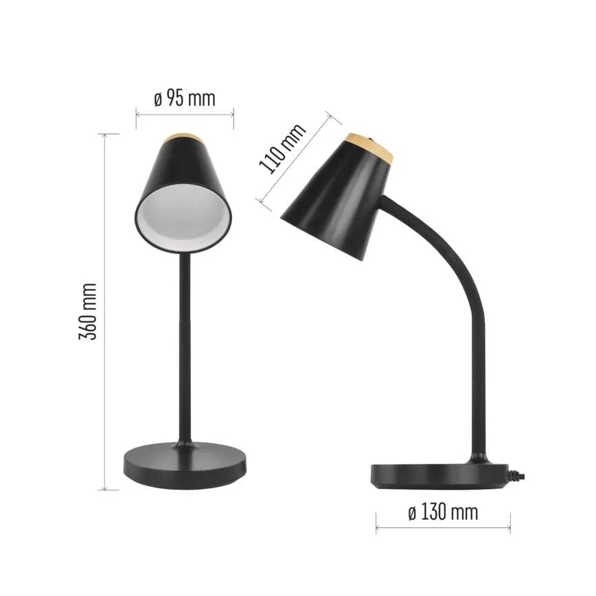 LED-Tischlampe TARA, 4,5 W, 230 V, 4000 K, schwarz