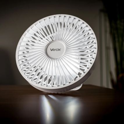 LED Akku-Tischventilator mit LED-Beleuchtung LED/2W/5V USB 2400 mAh Weiß