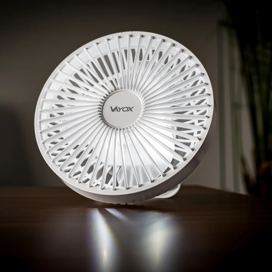 LED Akku-Tischventilator mit LED-Beleuchtung LED/2W/5V USB 2400 mAh Weiß