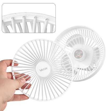 LED Akku-Tischventilator mit LED-Beleuchtung LED/2W/5V USB 2400 mAh Weiß