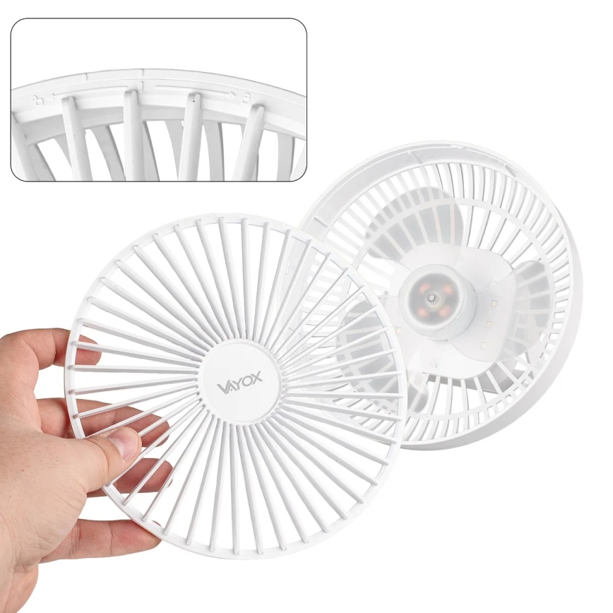 LED Akku-Tischventilator mit LED-Beleuchtung LED/2W/5V USB 2400 mAh Weiß