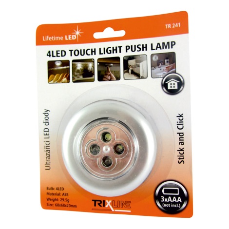 LED Touch Nachtlampe 4xLED/0,2W/3xAAA silber