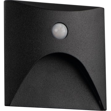 LED-Treppenleuchte mit Bewegungs- und Dämmerungssensor EXIN LED/2,5W/230V 3000K IP65 schwarz eckig