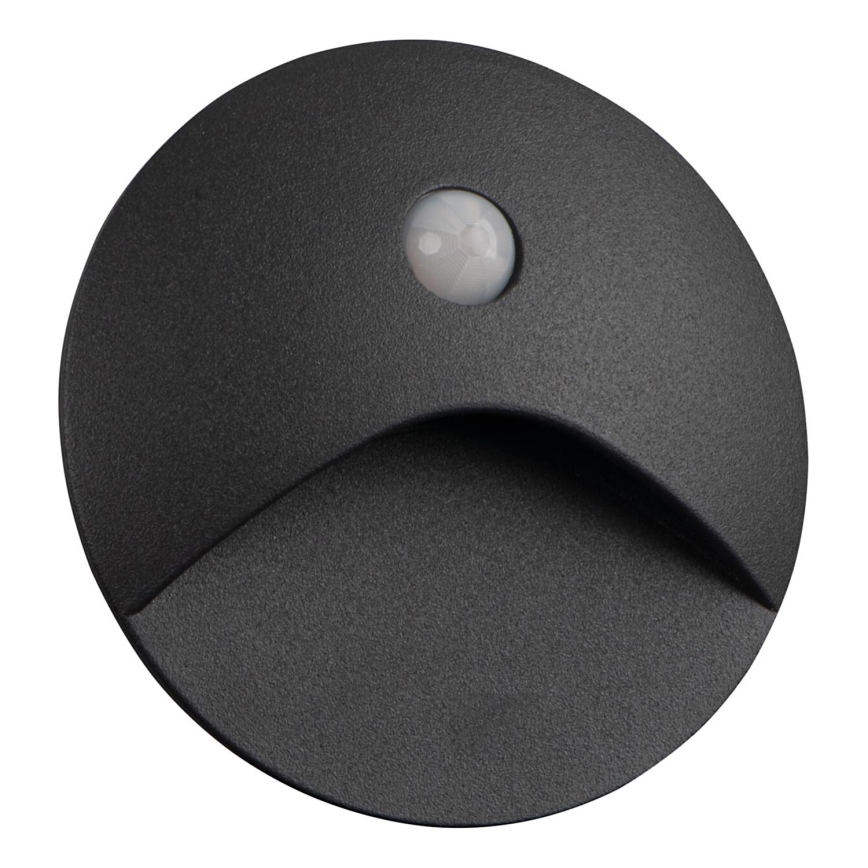 LED-Treppenleuchte mit Bewegungs- und Dämmerungssensor EXIN LED/2,5W/230V 4000K IP65 Anthrazit rund