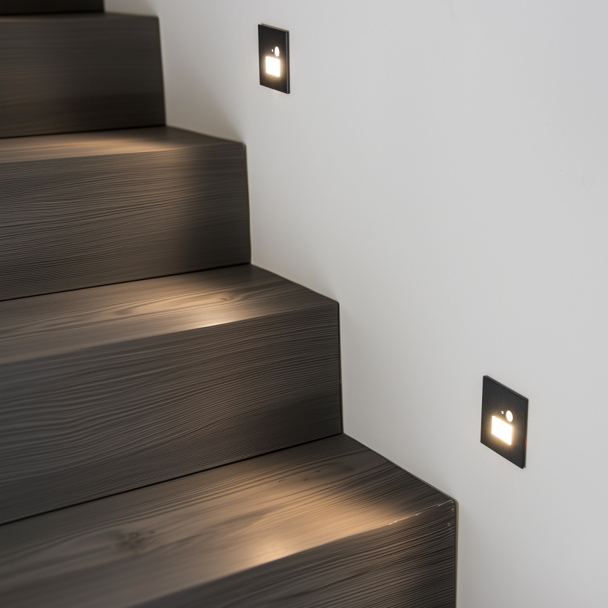 LED-Treppenleuchte mit Bewegungs- und Dämmerungssensor LED/1,5W/230V 3000/4000/6500K schwarz