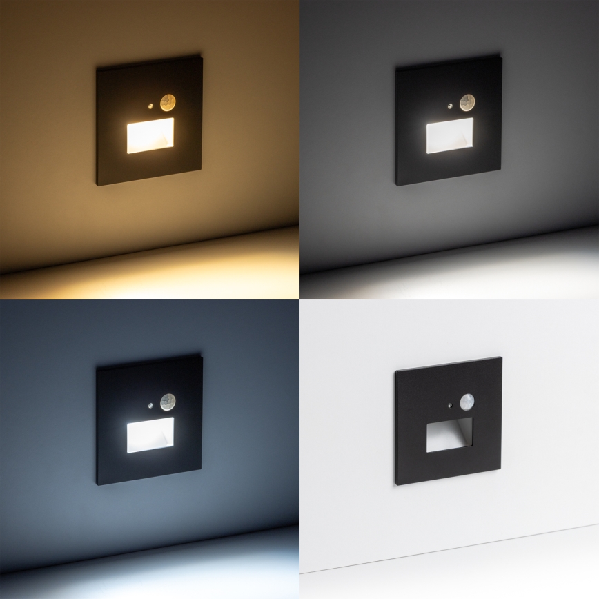 LED-Treppenleuchte mit Bewegungs- und Dämmerungssensor LED/1,5W/230V 3000/4000/6500K schwarz