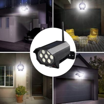 LED-Überwachungskamera-Attrappe mit Sensor und mit Solarpanel LED/5W/5,5V 800 mAh IP65 + Fernbedienung