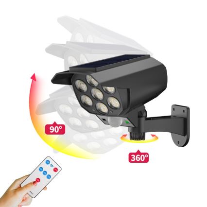 LED-Überwachungskamera-Attrappe mit Sensor und mit Solarpanel LED/5W/5,5V 800 mAh IP65 + Fernbedienung