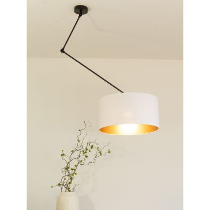 LED verstellbare Hängeleuchte an Stange GORTA 1xE27/60W/230V weiß/gold