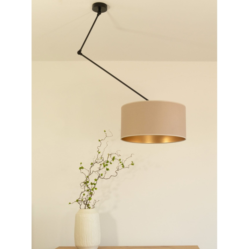 LED verstellbare Pendelleuchte an Stange GORTA 1xE27/60W/230V beige/gold