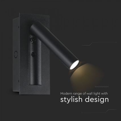 LED-Wand-Spot LED/2W/230V 3000K schwarz