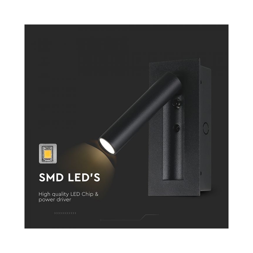 LED-Wand-Spot LED/2W/230V 3000K schwarz