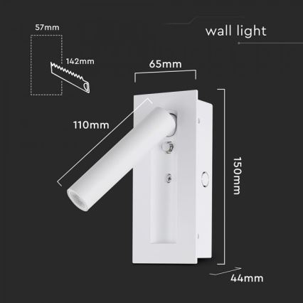 LED-Wand-Spot LED/2W/230V 3000K weiß