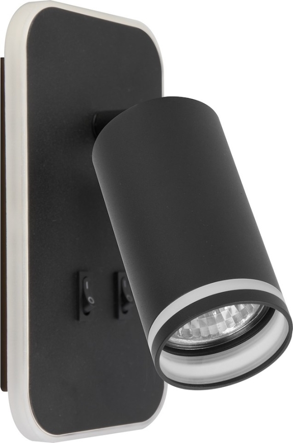 LED-Wand-Spot PIPE 1xGU10/10W/230V + LED/6W schwarz