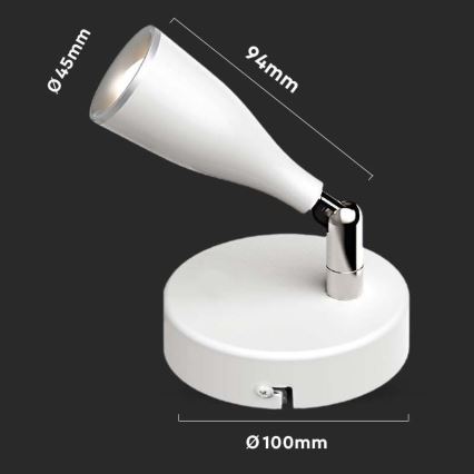 LED Wand-Spotleuchte LED/4,5W/230V 3000K weiß