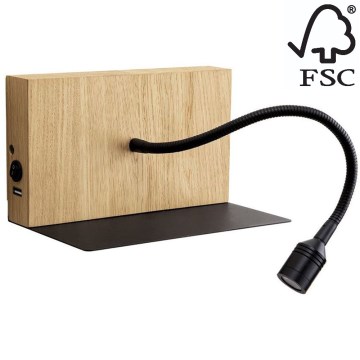 LED-Wandbeleuchtung LECTOR LED/2,5W/230V USB Eiche – FSC-zertifiziert