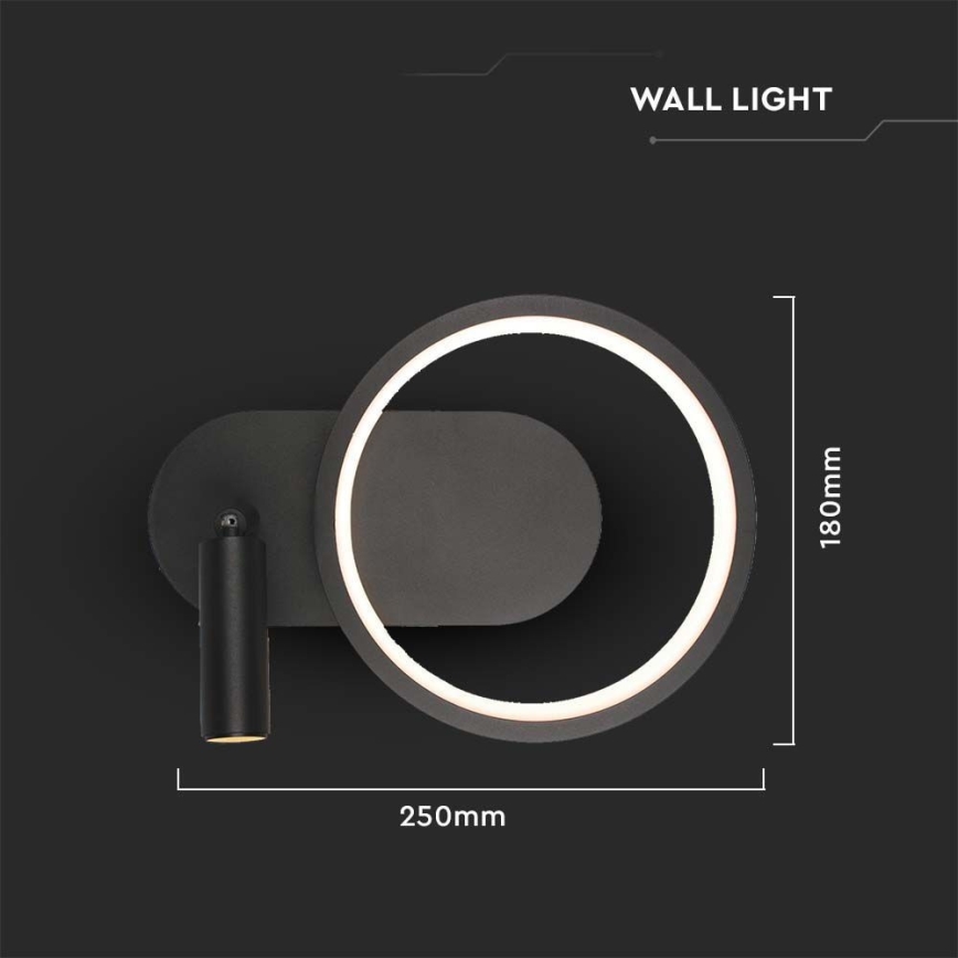 LED-Wandbeleuchtung LED/14W/230V 3000K schwarz
