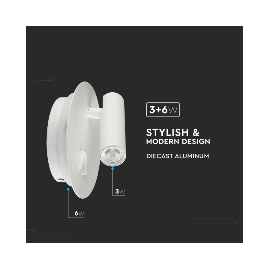 LED-Wandbeleuchtung LED/3W/230V + LED/6W/230V 3000K weiß