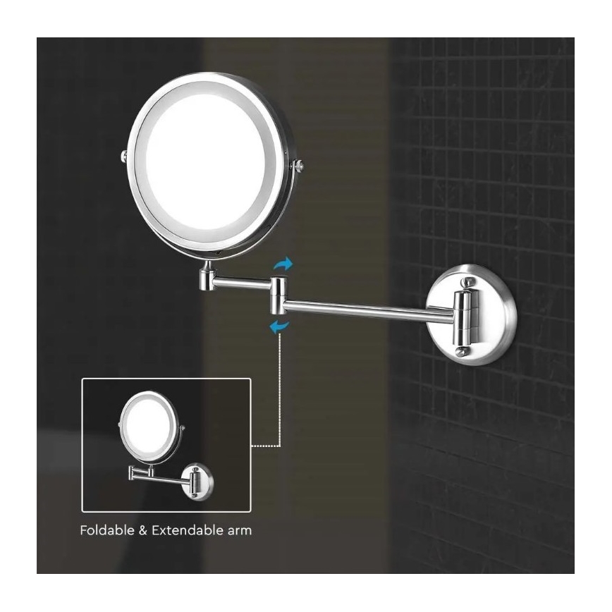 LED-Wandkosmetikspiegel LED/3W/6V 4xAA IP44