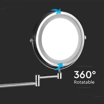 LED-Wandkosmetikspiegel LED/3W/6V 4xAA IP44