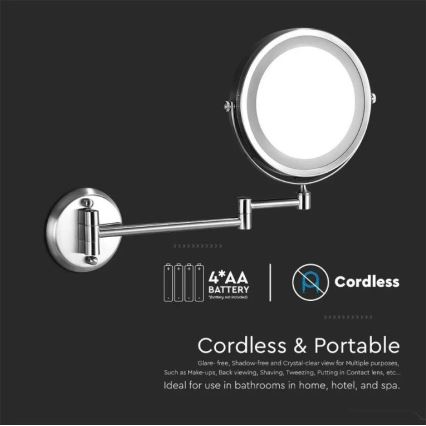 LED-Wandkosmetikspiegel LED/3W/6V 4xAA IP44