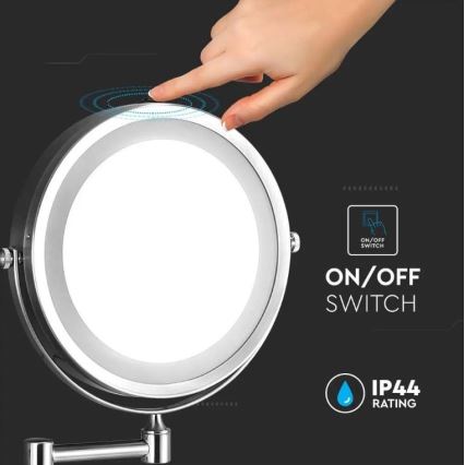 LED-Wandkosmetikspiegel LED/3W/6V 4xAA IP44