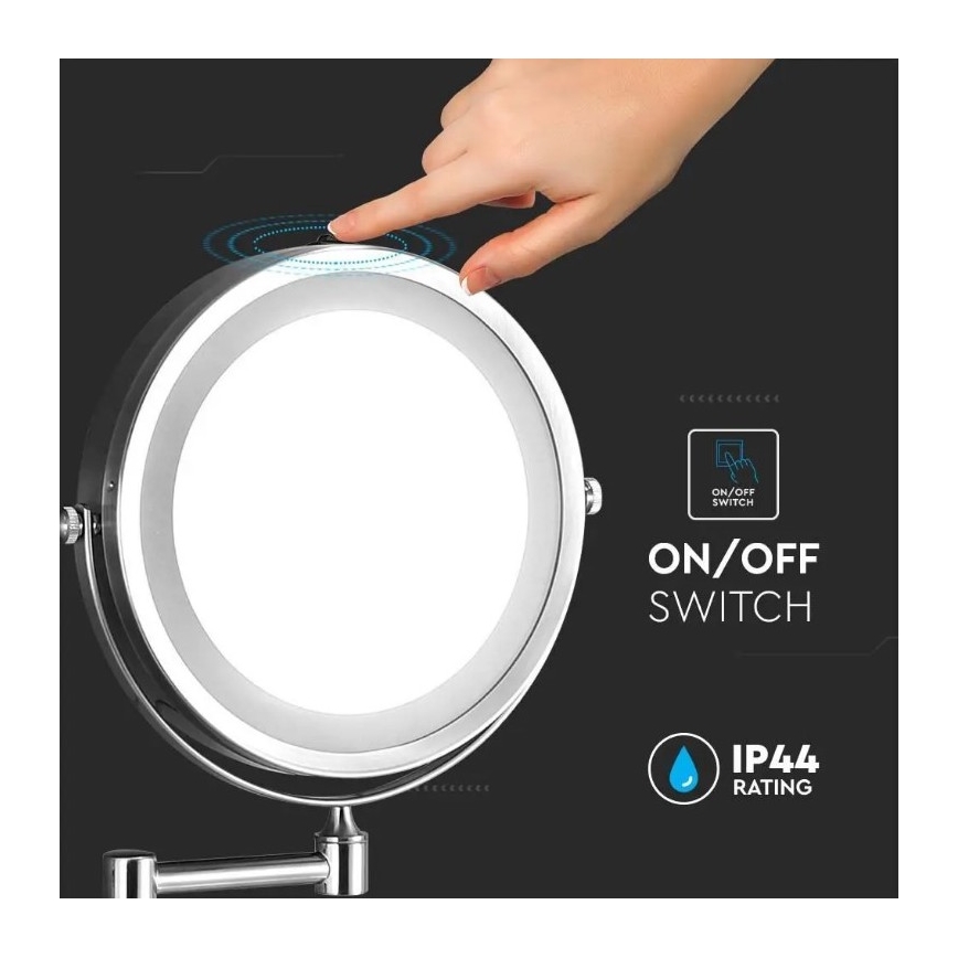 LED-Wandkosmetikspiegel LED/3W/6V 4xAA IP44