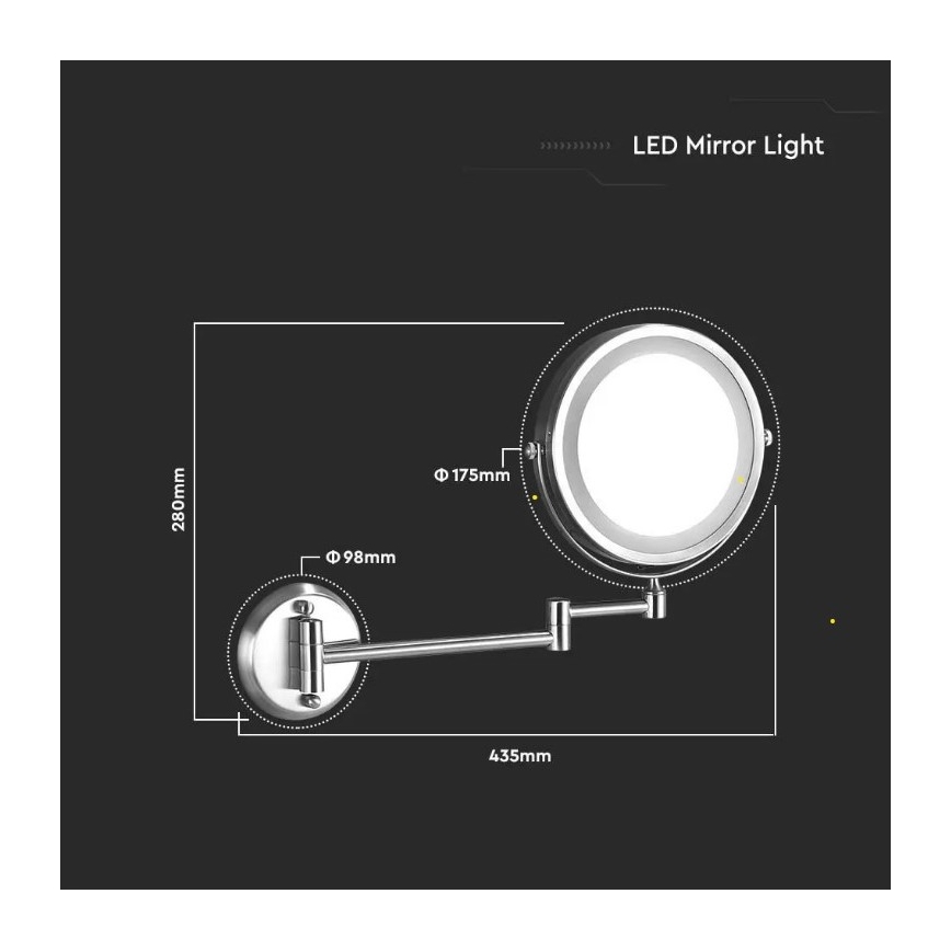 LED-Wandkosmetikspiegel LED/3W/6V 4xAA IP44