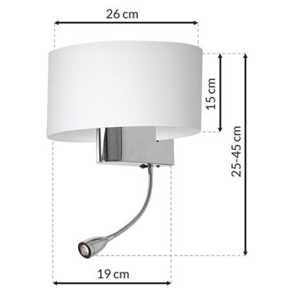 LED-Wandleuchte CASINO 1xE27/60W/230V + LED/1W/230V weiß